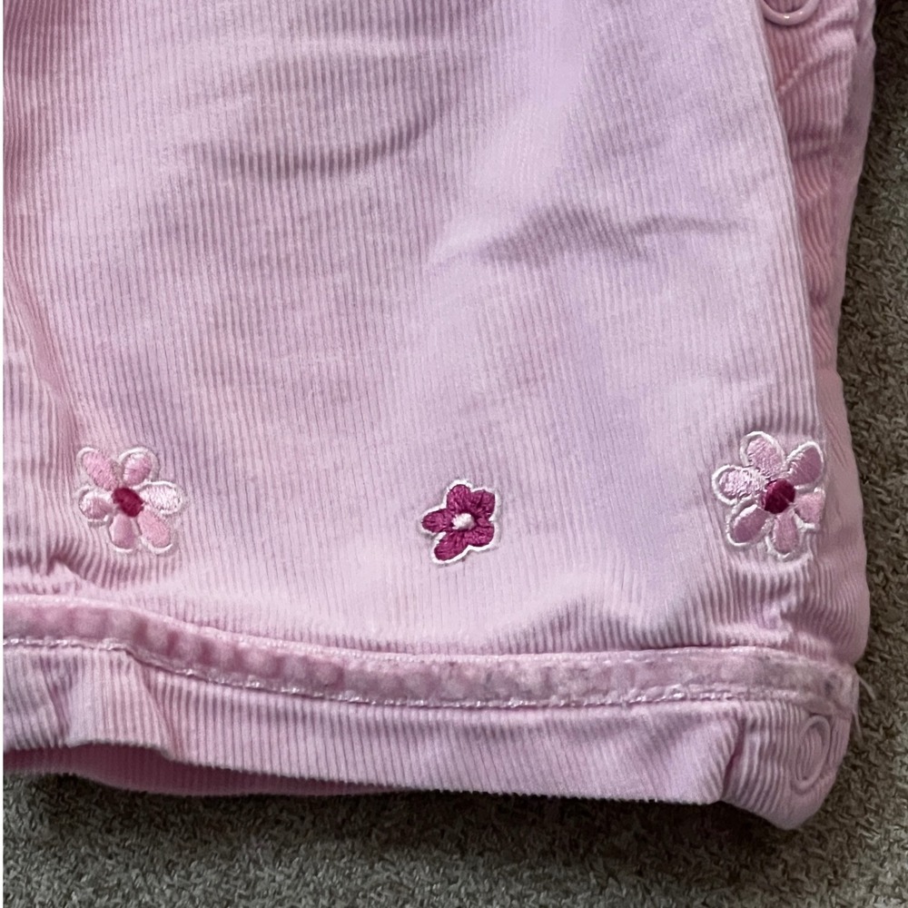 Disney Vtg Winnie the Pooh Pink Corduroy Overalls Floral Bodysuit 12M Y2K 90s - Picture 4 of 14